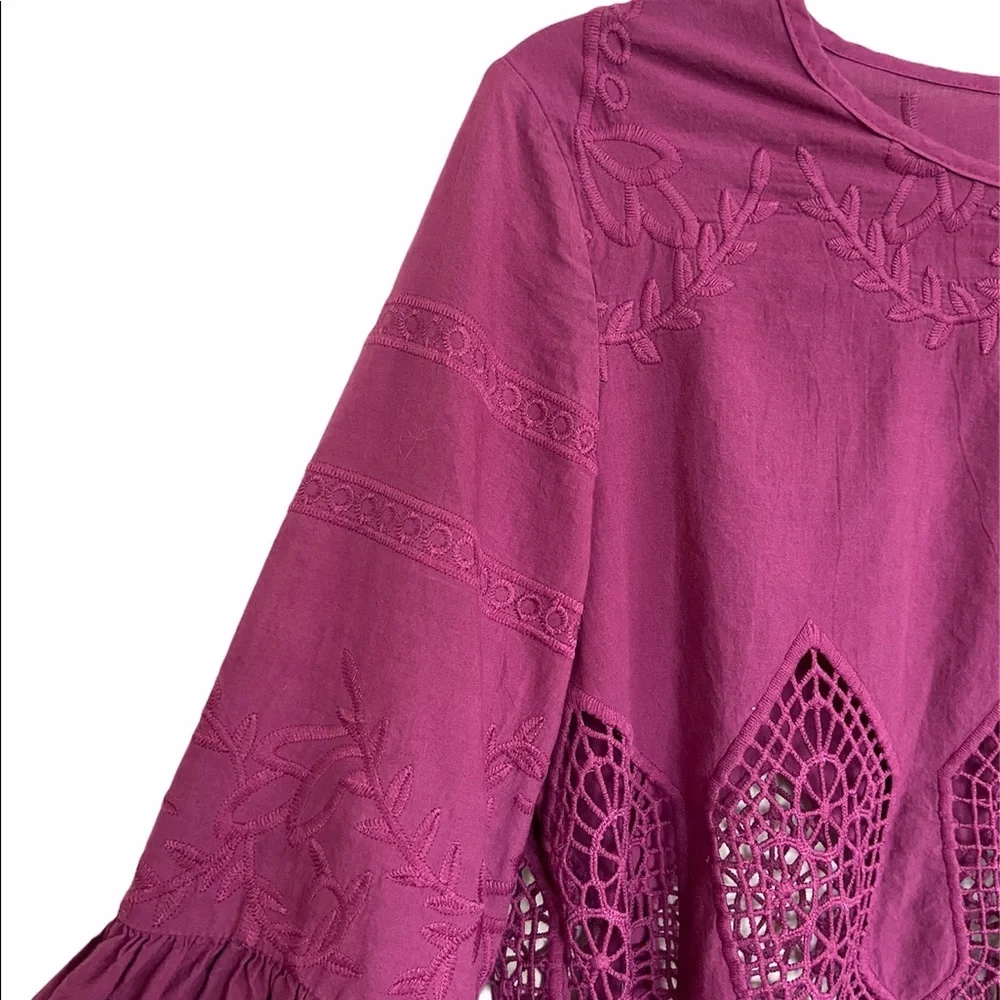 Anthropologie Chloe Oliver Embroidered Top